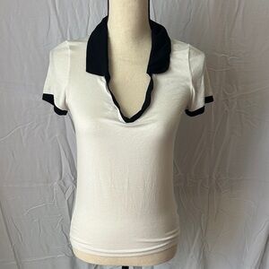 American Eagle Outfitters Black and White Short Sleeve Top